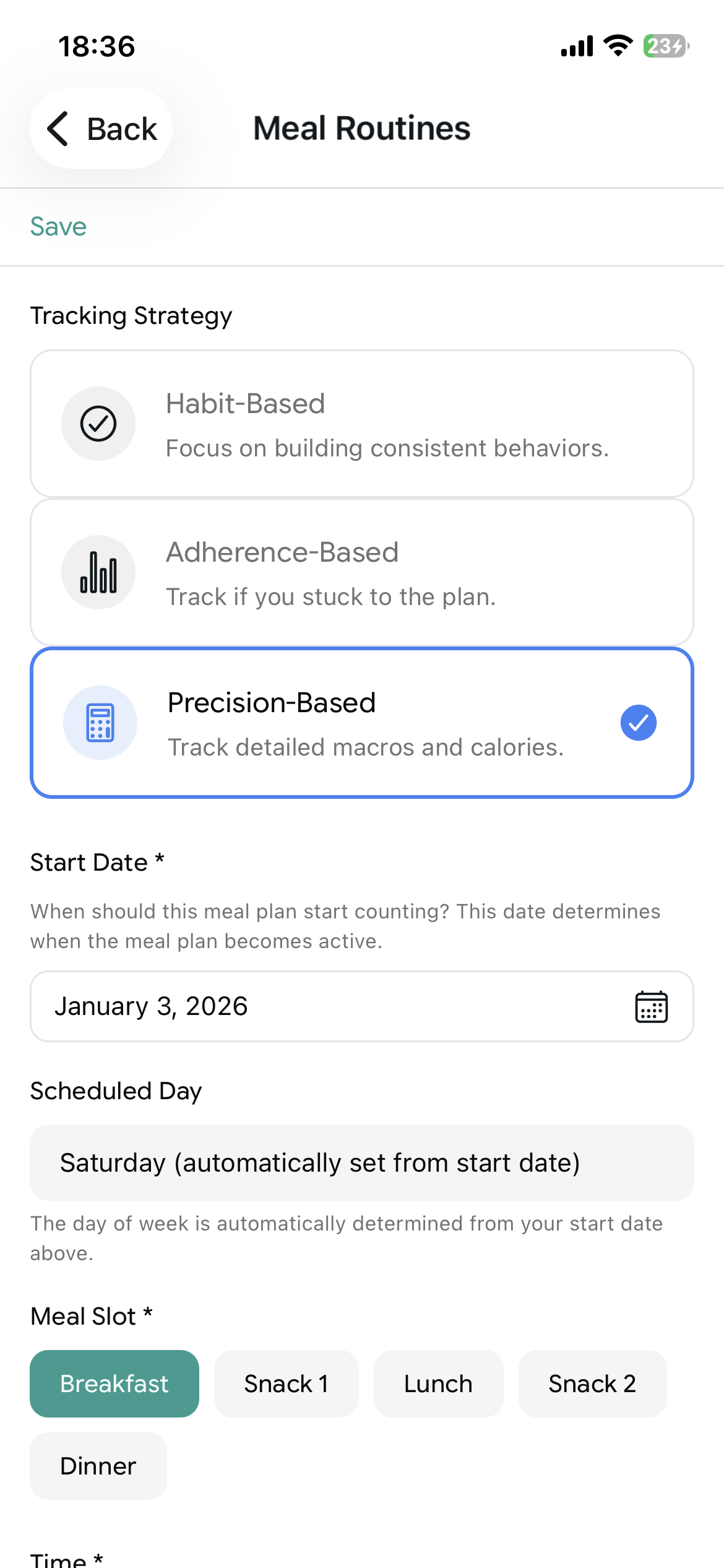 Meal Routine Details